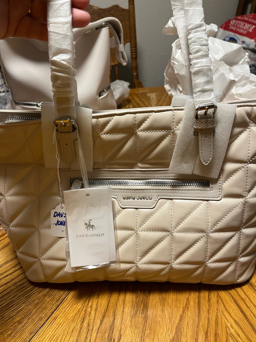 Cream Quilted Tote Bag